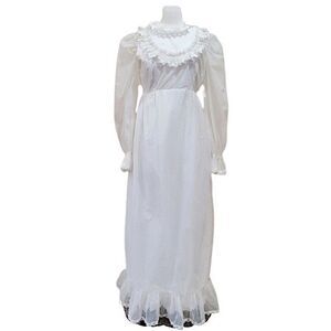 Vintage Ivory Swiss Dot Cottagecore Prairie Lined Dress, Small
